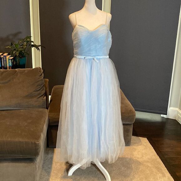 Women’s Tea Length Blue Prom Party Dress Corset Back Sweetheart Neckline Size 14 - Picture 1 of 12